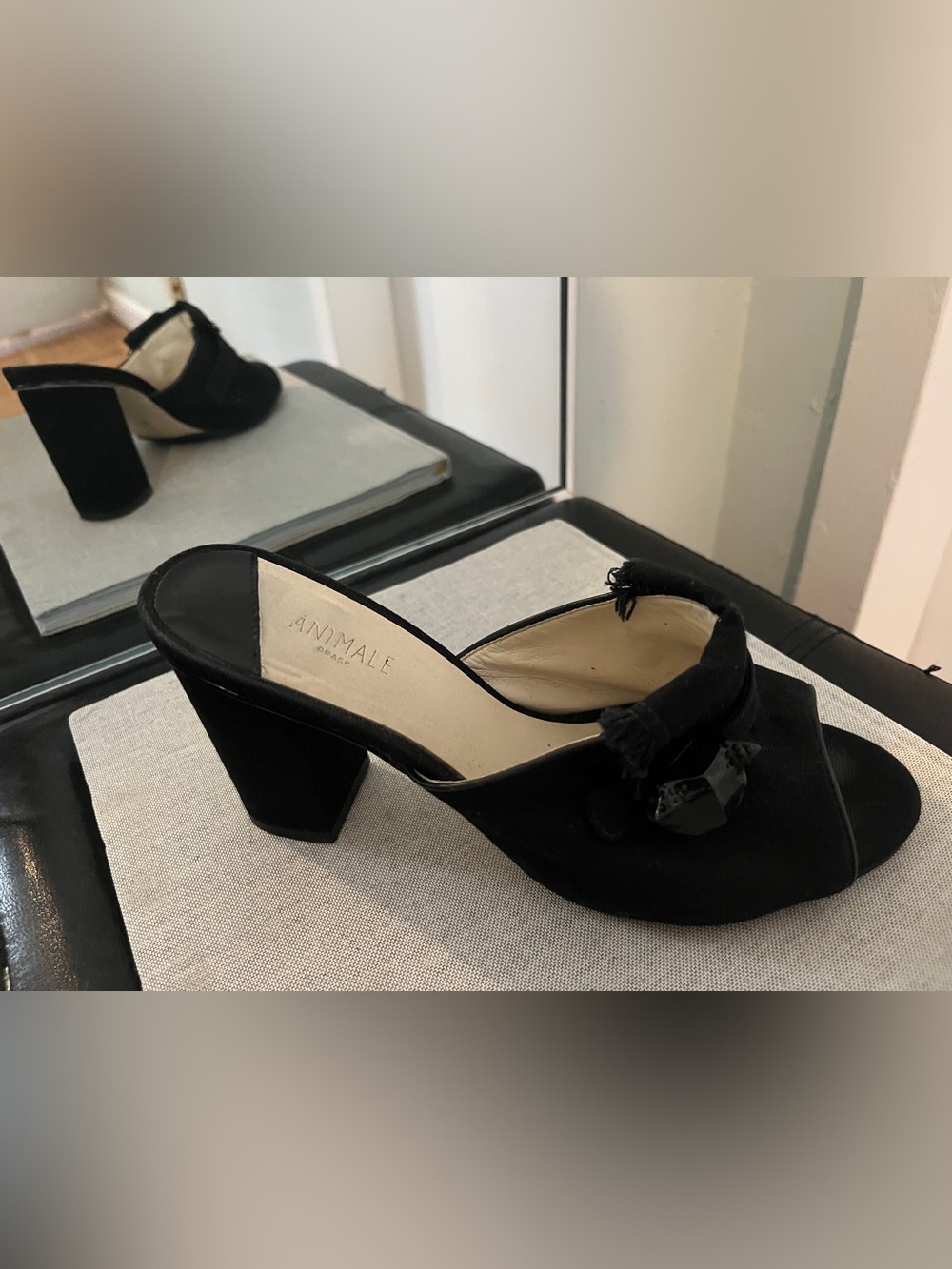 Animale Black Open-Toe Knotted Slip-On Mule